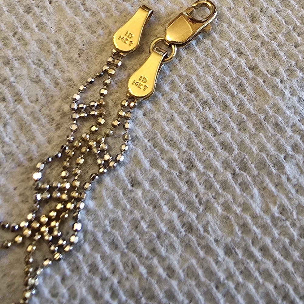 ▪︎ 14k Solid Gold 2tone Beads Necklace ▪︎ - Picture 9 of 10